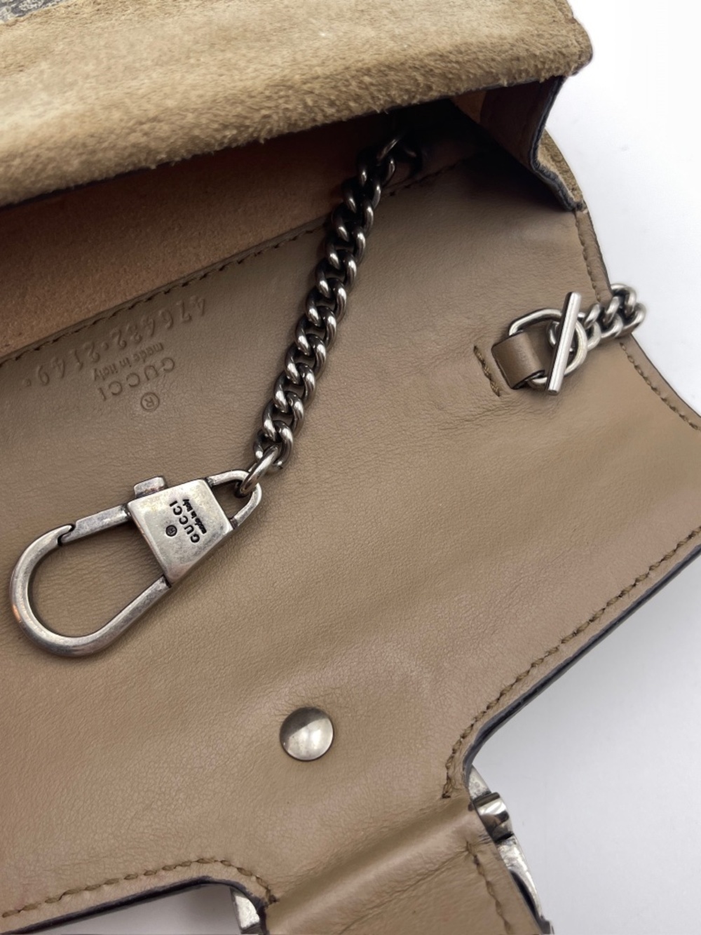 Gucci GG leather Supreme Super Mini Dionysus Bag Canvas Suede Chain Bag Purse - Picture 9 of 14